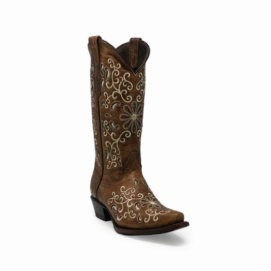 Classic brown western boot with leather finish and traditional stitching details