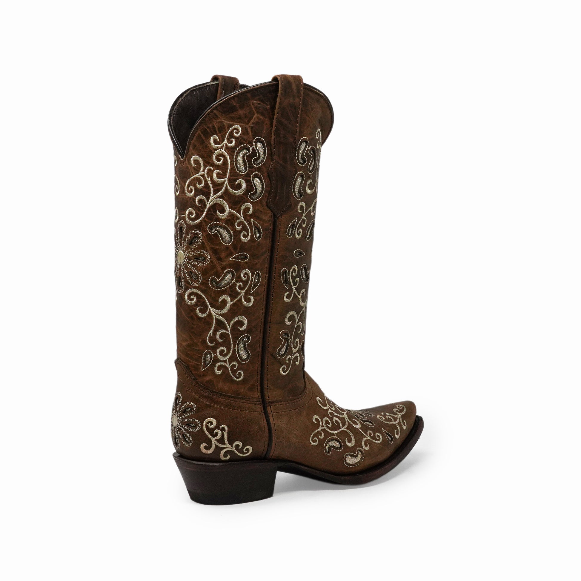 Classic brown western boot with leather finish and traditional stitching details