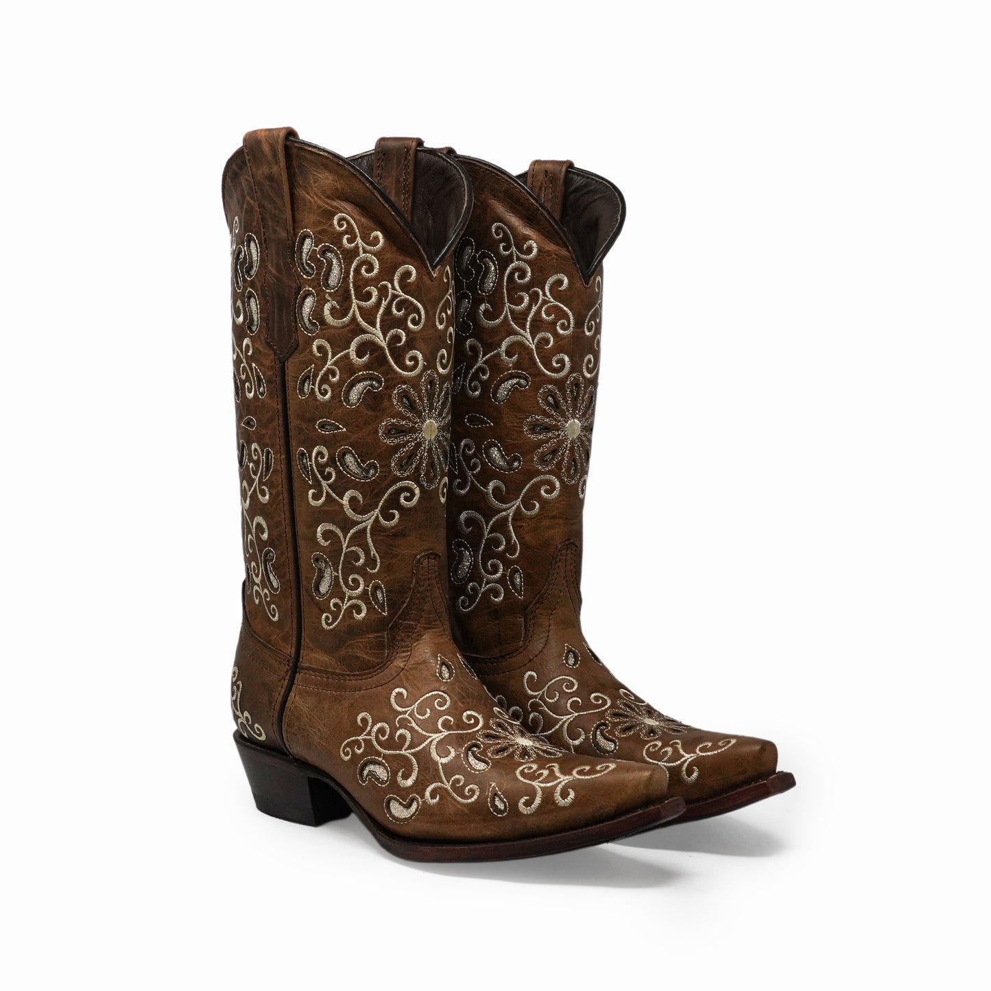 Classic brown western boot with leather finish and traditional stitching details