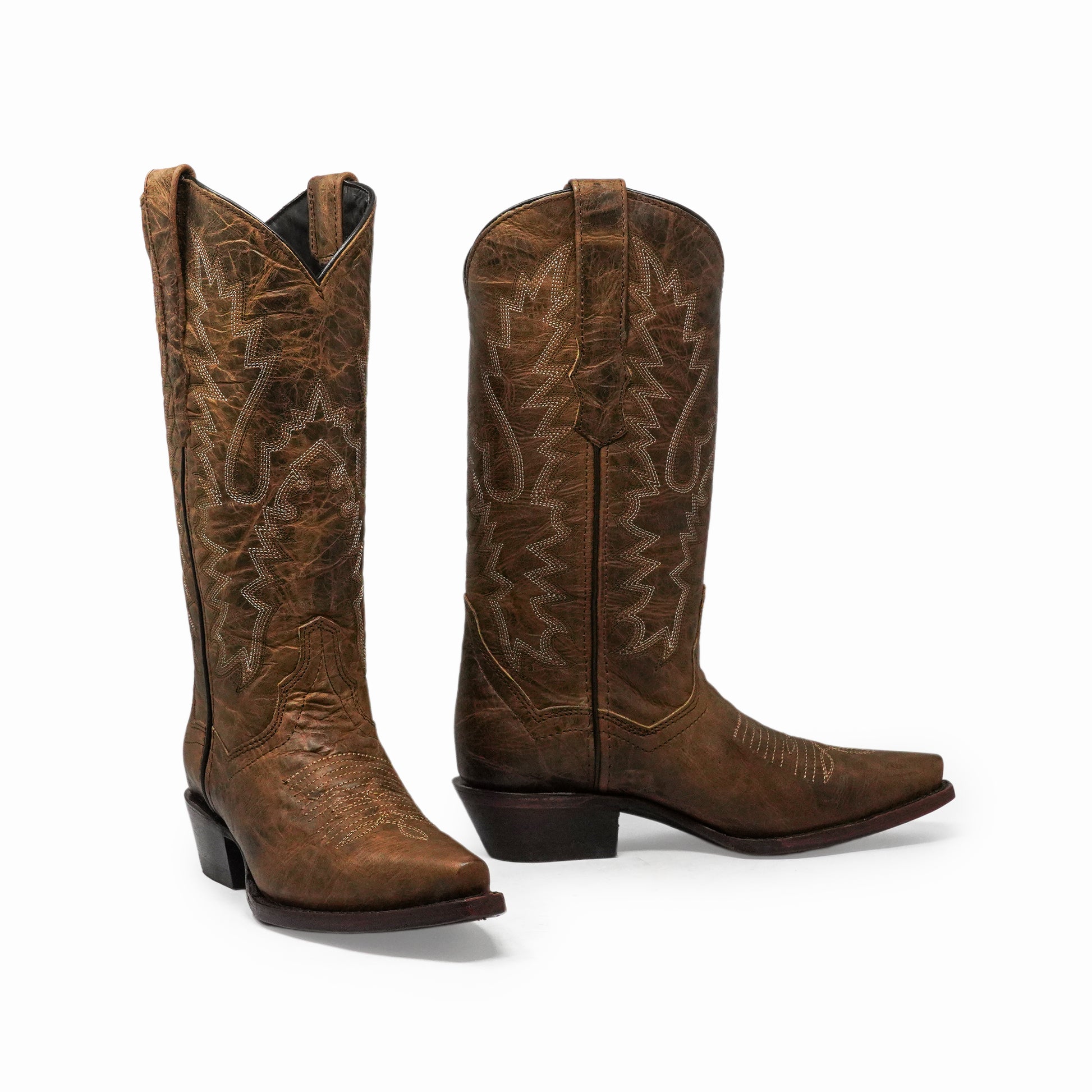 Classic brown western boot with leather finish and traditional stitching details