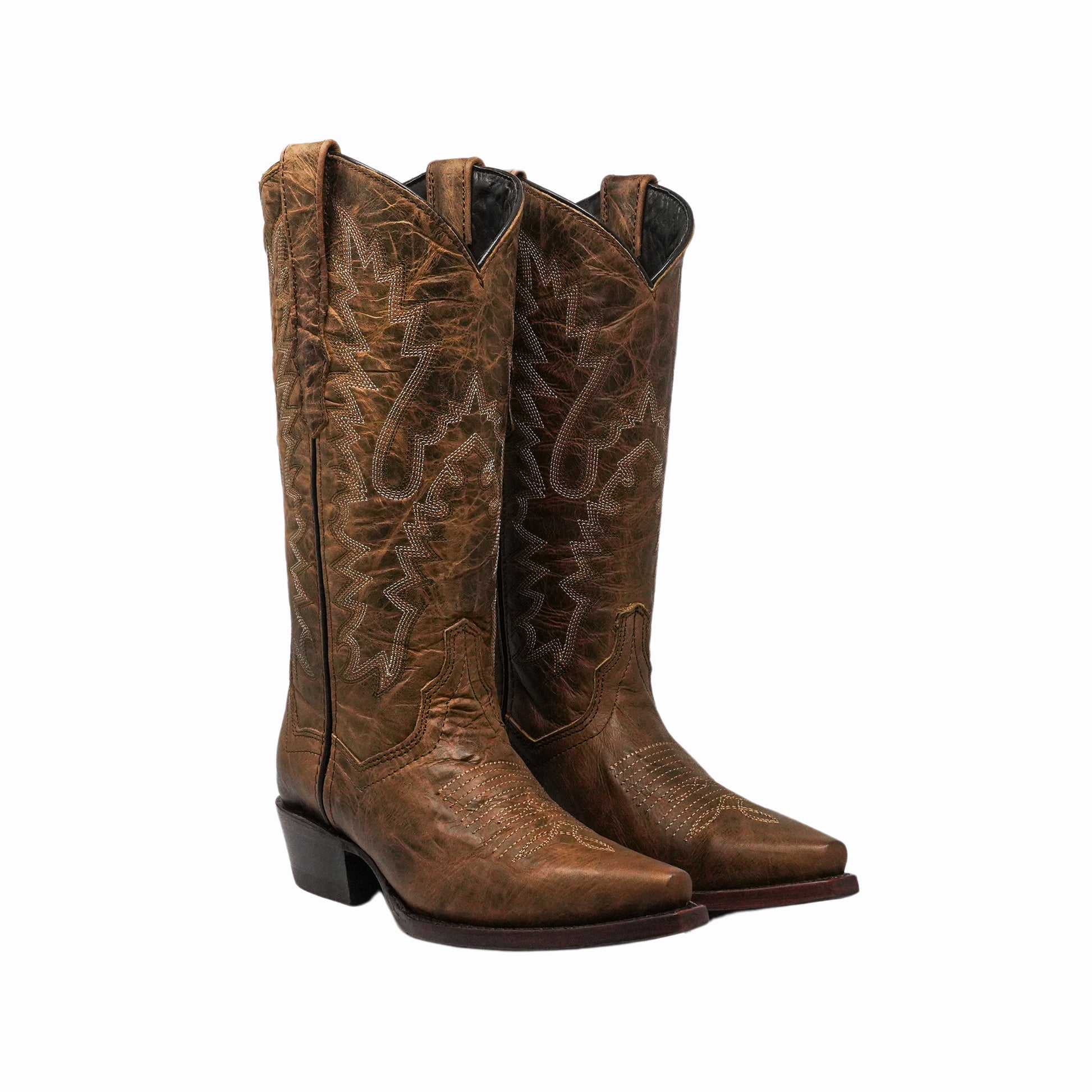 Classic brown western boot with leather finish and traditional stitching details