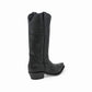 Women's black leather western boot with classic stitching and pointed toe design