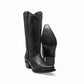 Women's black leather western boot with classic stitching and pointed toe design