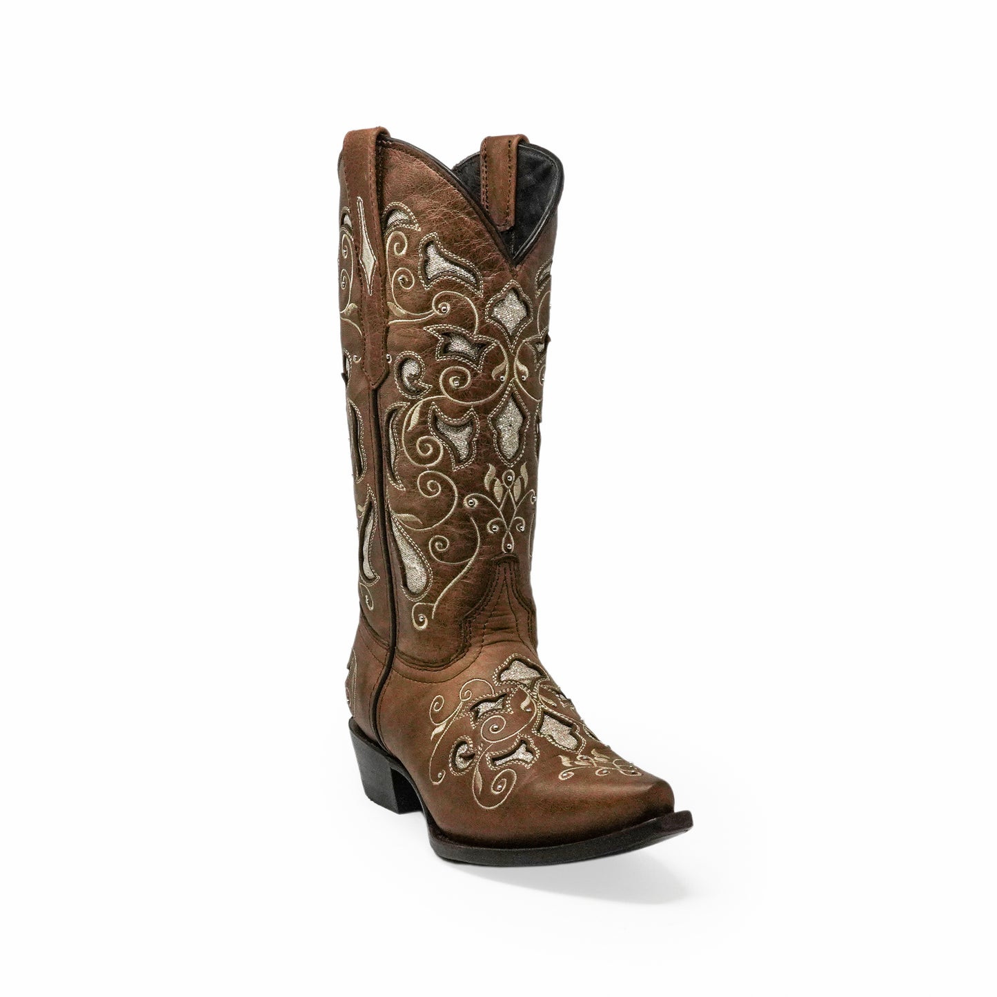 Classic brown western boot with leather finish and traditional stitching details